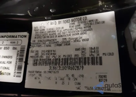 2015 Lincoln Mkz Hybrid из США, поврежденный, VIN 3LN6L2LU0FR602879